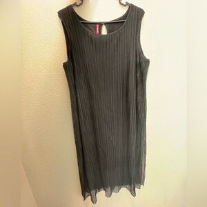 Ruby Ribbon Pleated Mesh Dress Large Black